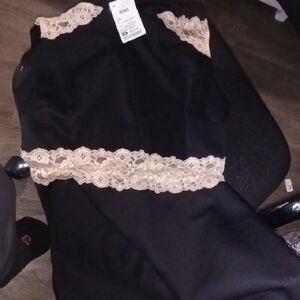 Black Dress with Lace Accents